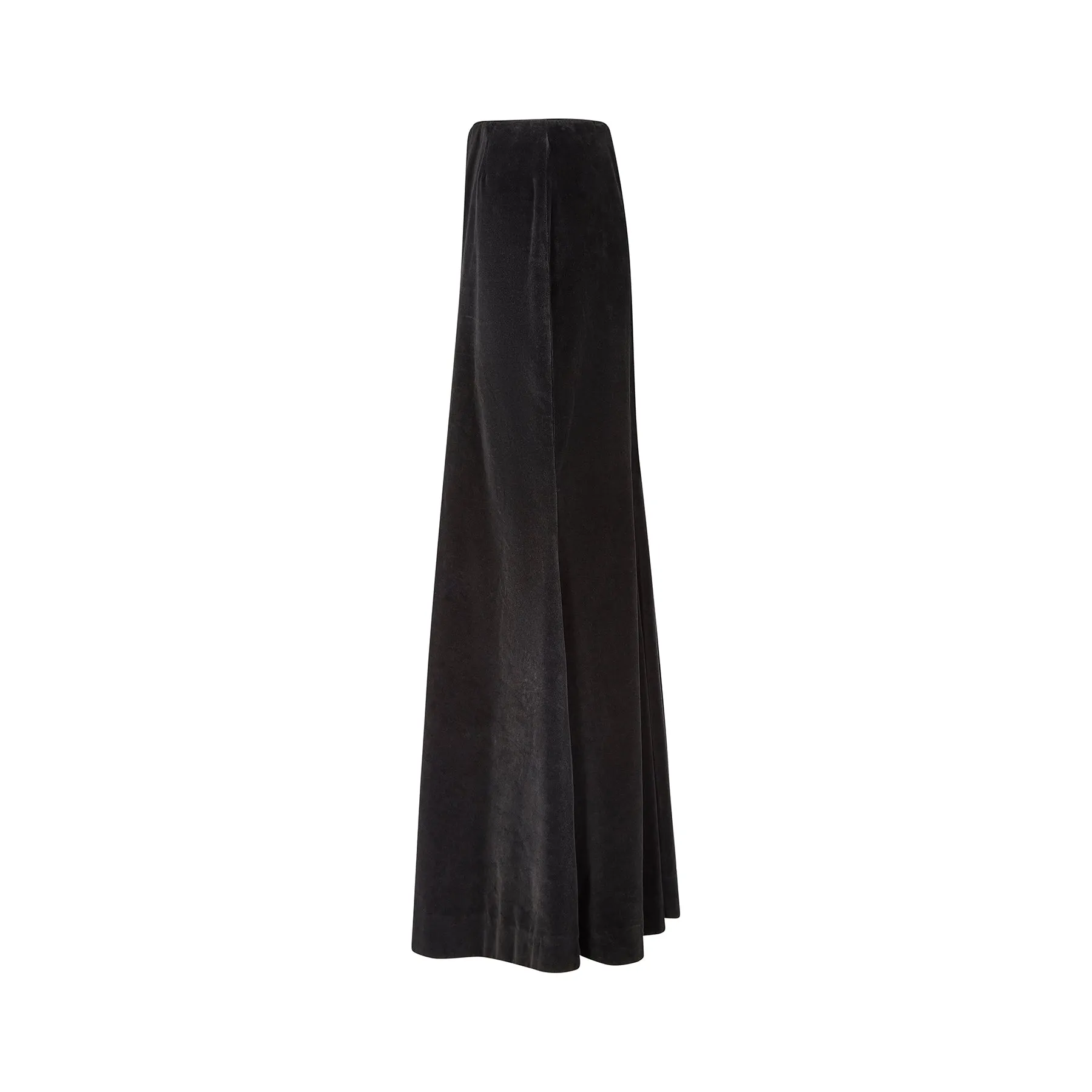 1970s Diana Leslie Black Velvet Fishtail Maxi Skirt