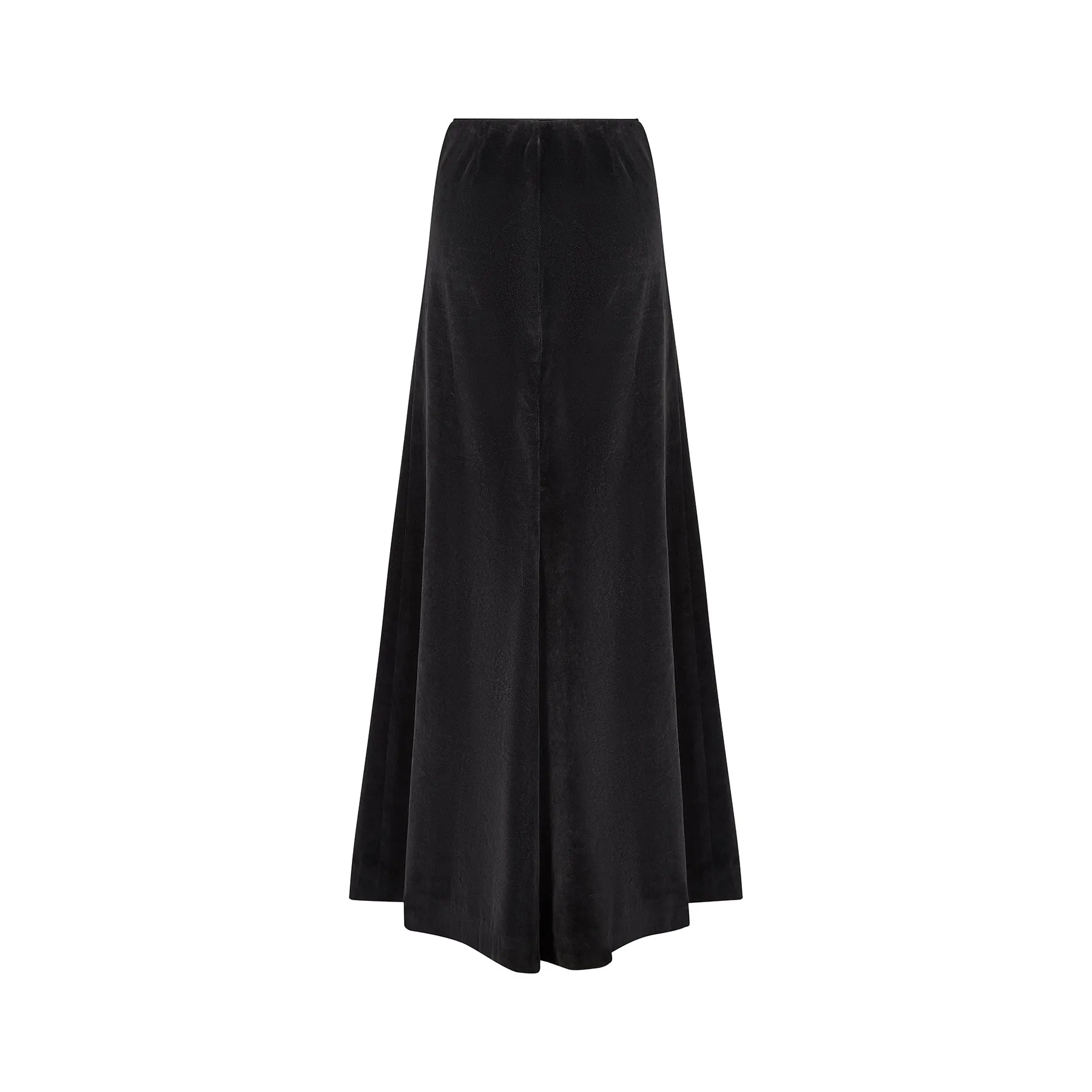 1970s Diana Leslie Black Velvet Fishtail Maxi Skirt