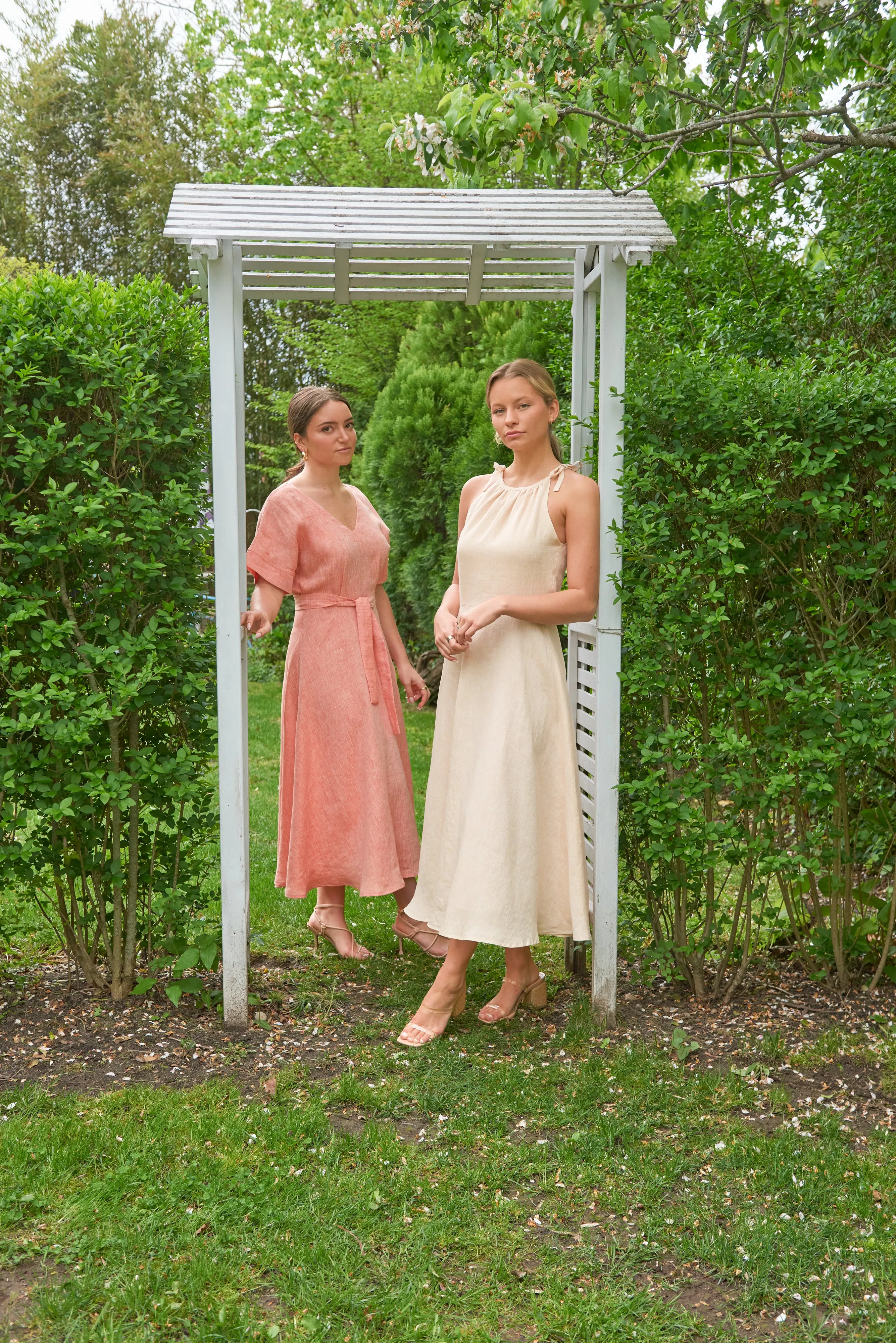 Belle - salmon orange linen kimono dress, unlined SAMPLE SALE