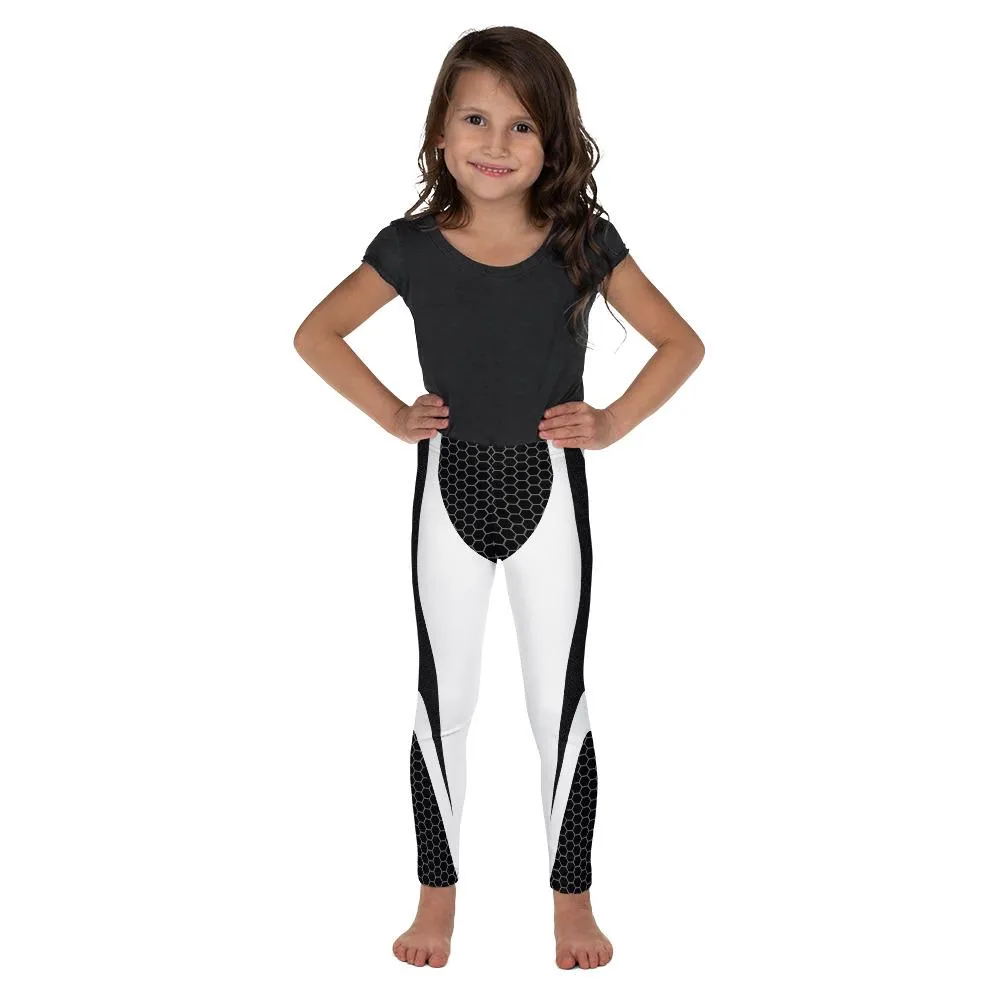 Black & White Honeycomb Carbon Kid's Leggings