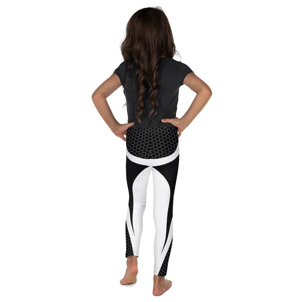 Black & White Honeycomb Carbon Kid's Leggings