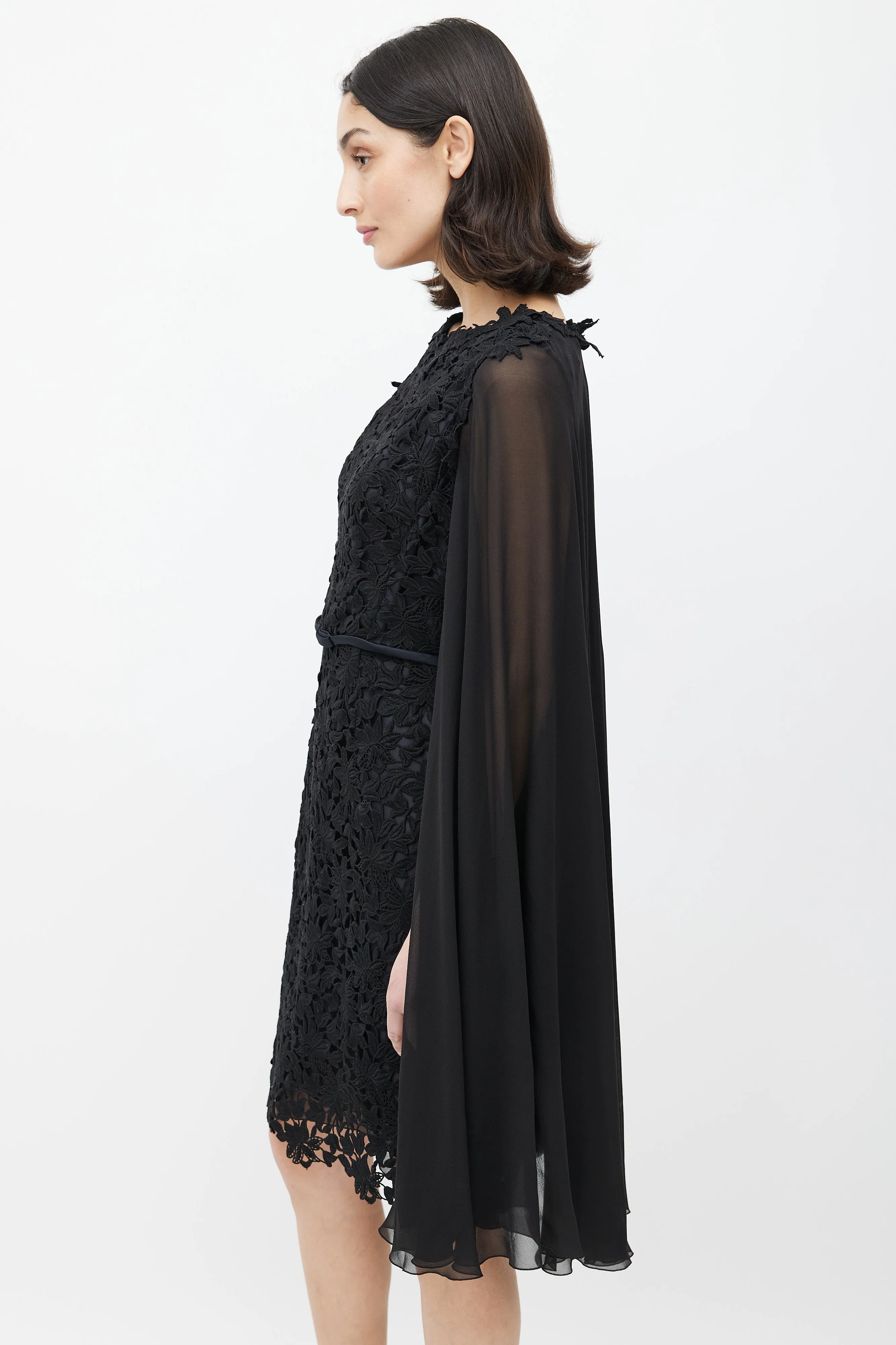 Black Lace Cape Dress