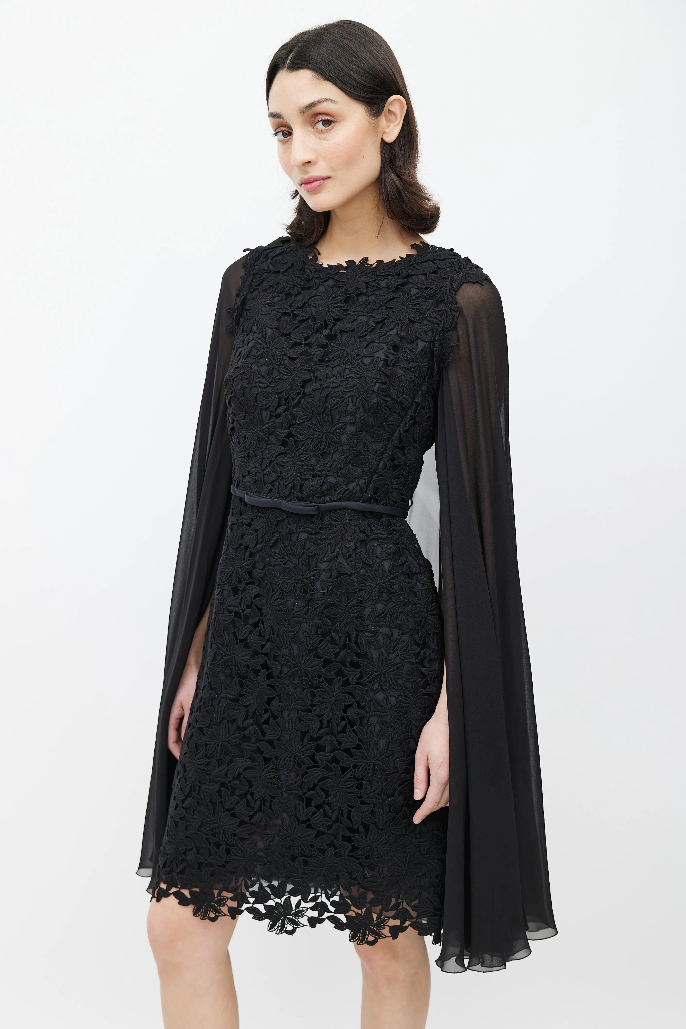 Black Lace Cape Dress