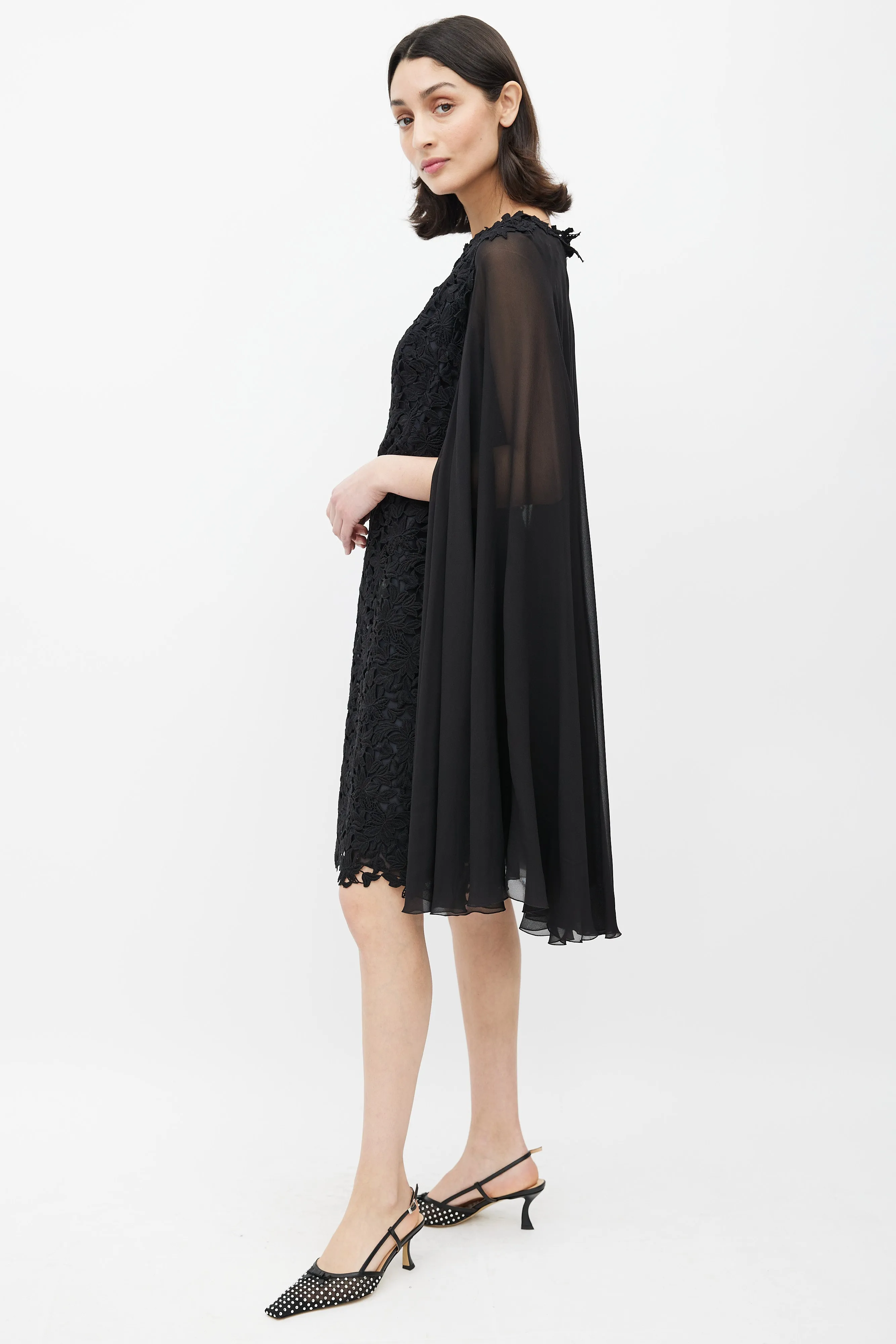 Black Lace Cape Dress