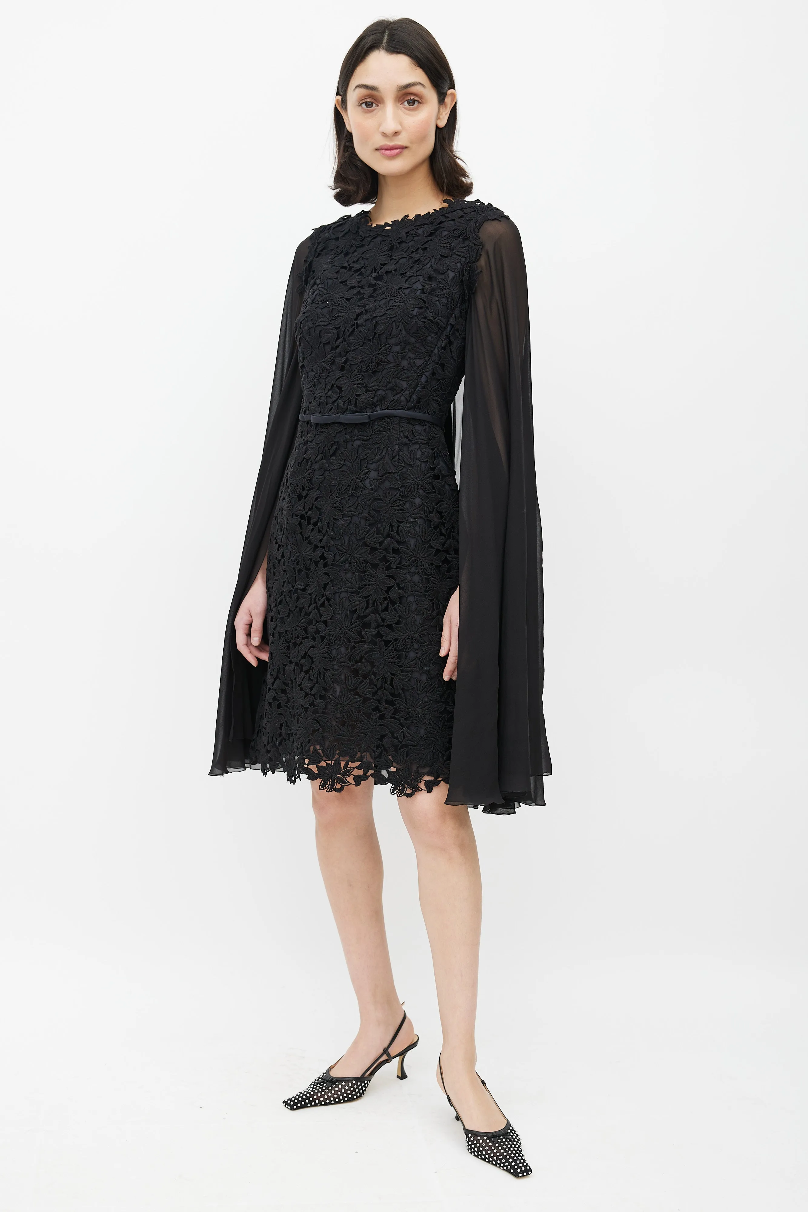 Black Lace Cape Dress