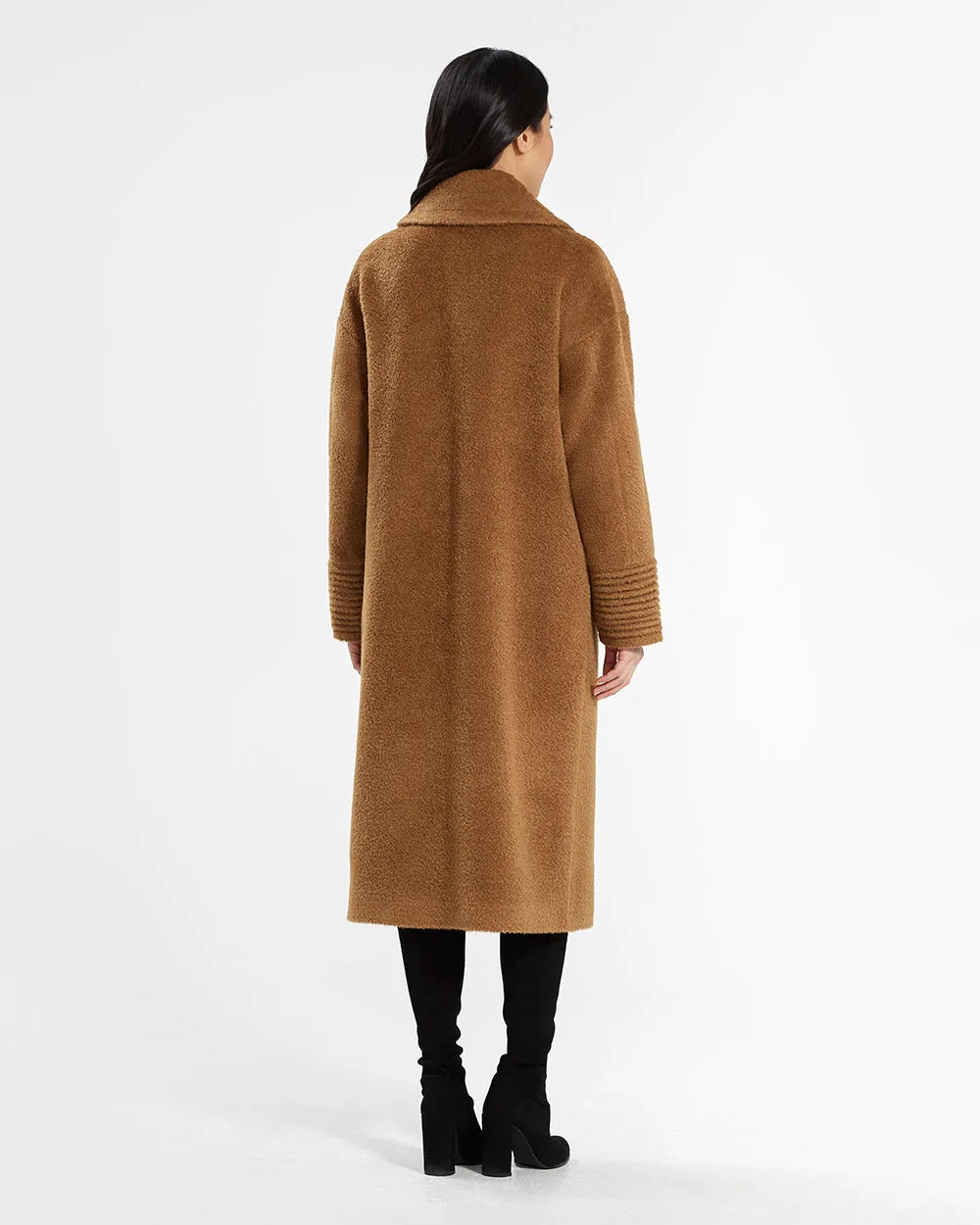 Bouclé Alpaca Long Oversized Notched Collar Coat