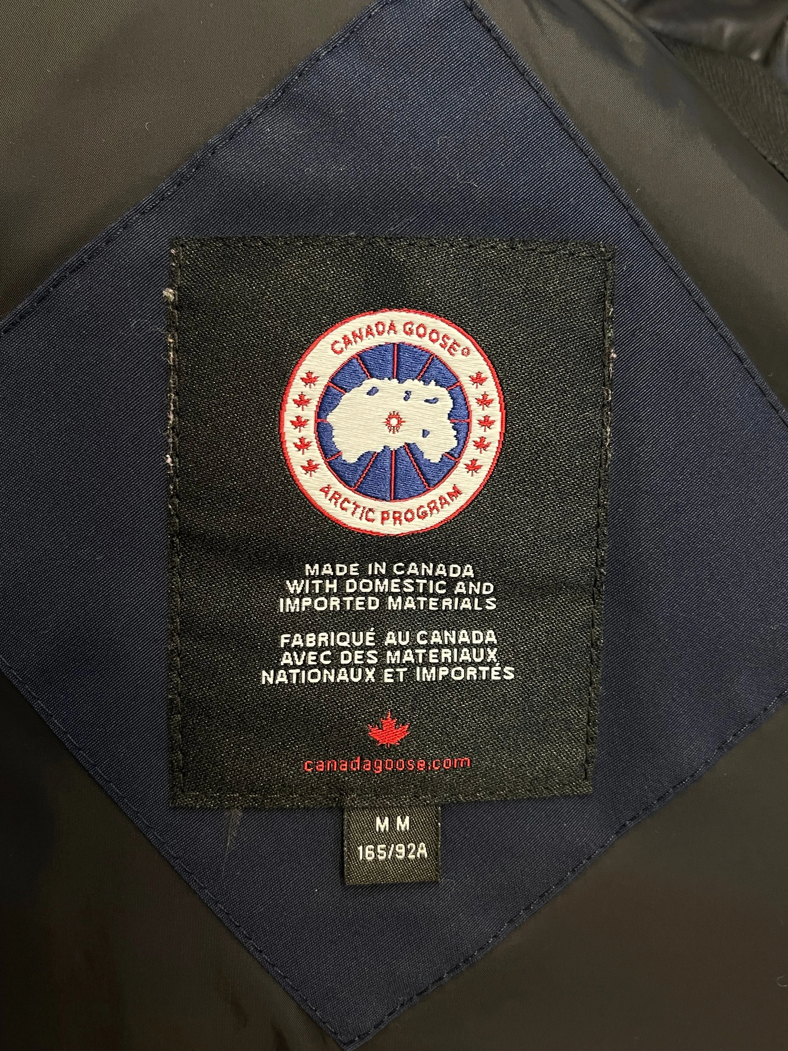 Canada Goose Navy Down Filled Coat - Size Medium