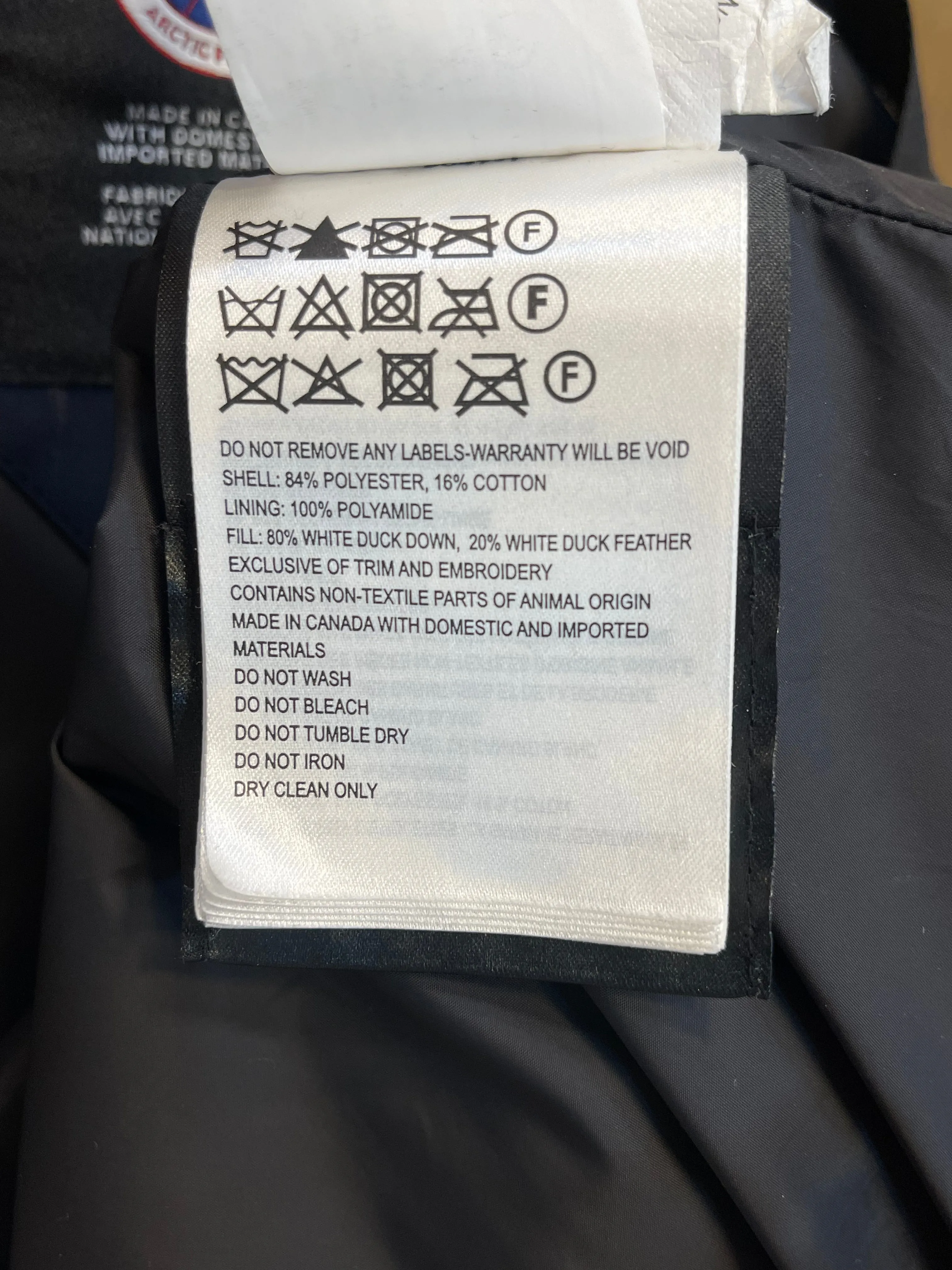 Canada Goose Navy Down Filled Coat - Size Medium