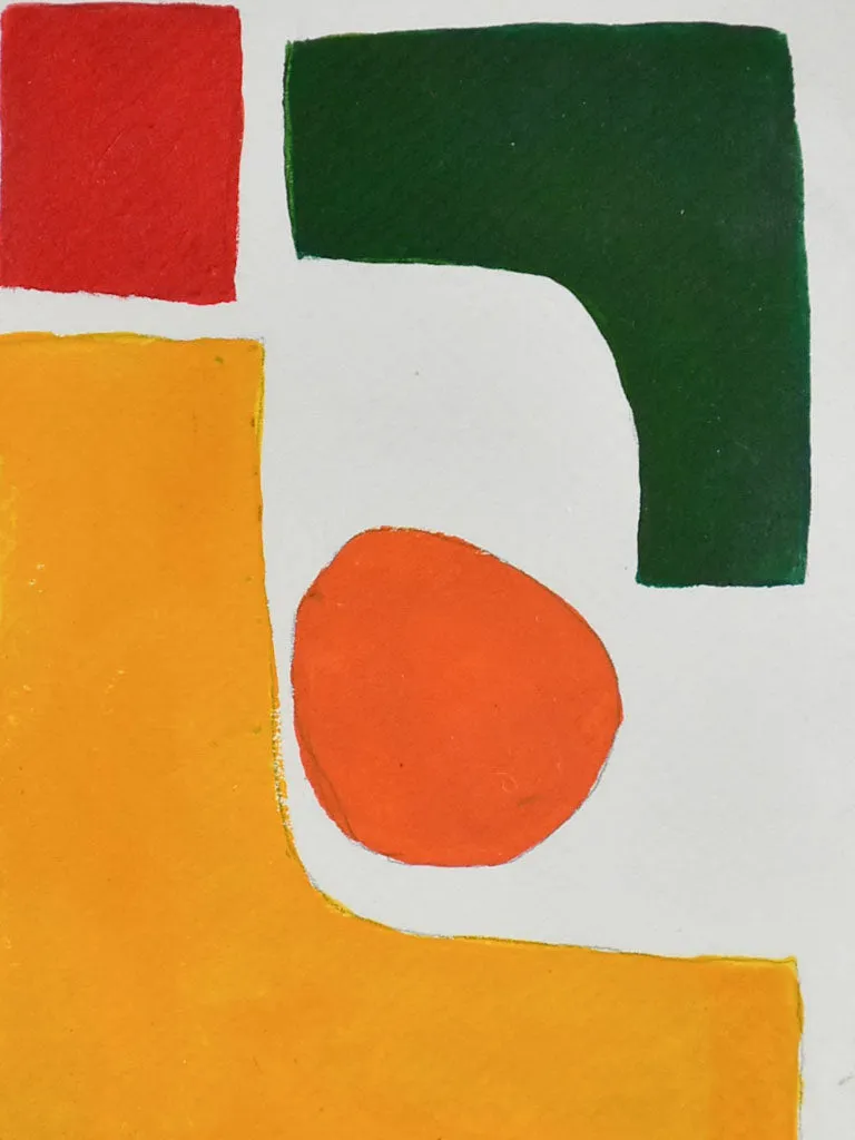 Caroline Beauzon abstract painting - green, red, yellow, orange & white 7½" x 5½"