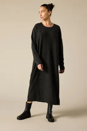 Cashmere Lena Jumper Dress in Charcoal Marle Grey