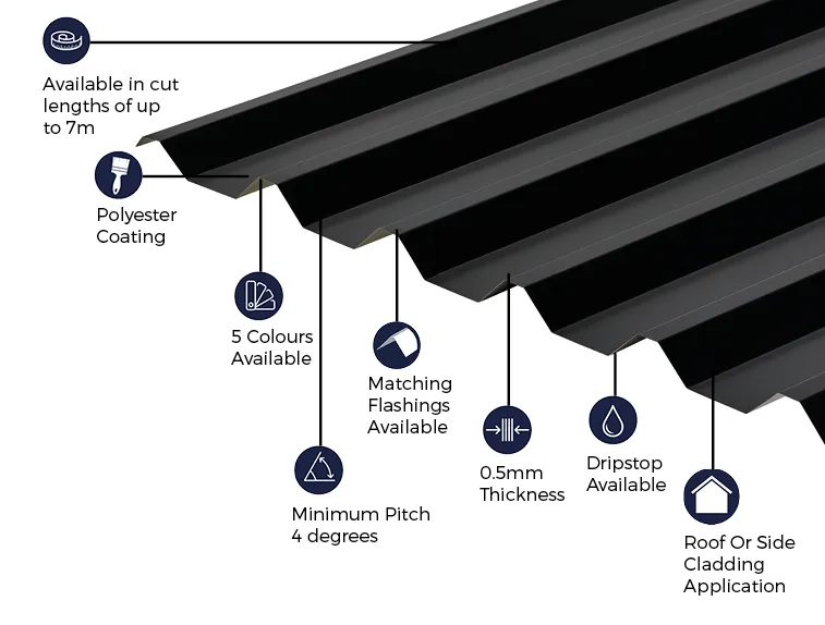 Cladco 34/1000 Box Profile Sheeting 0.5 Thick Polyester Paint Coated Roof Sheet