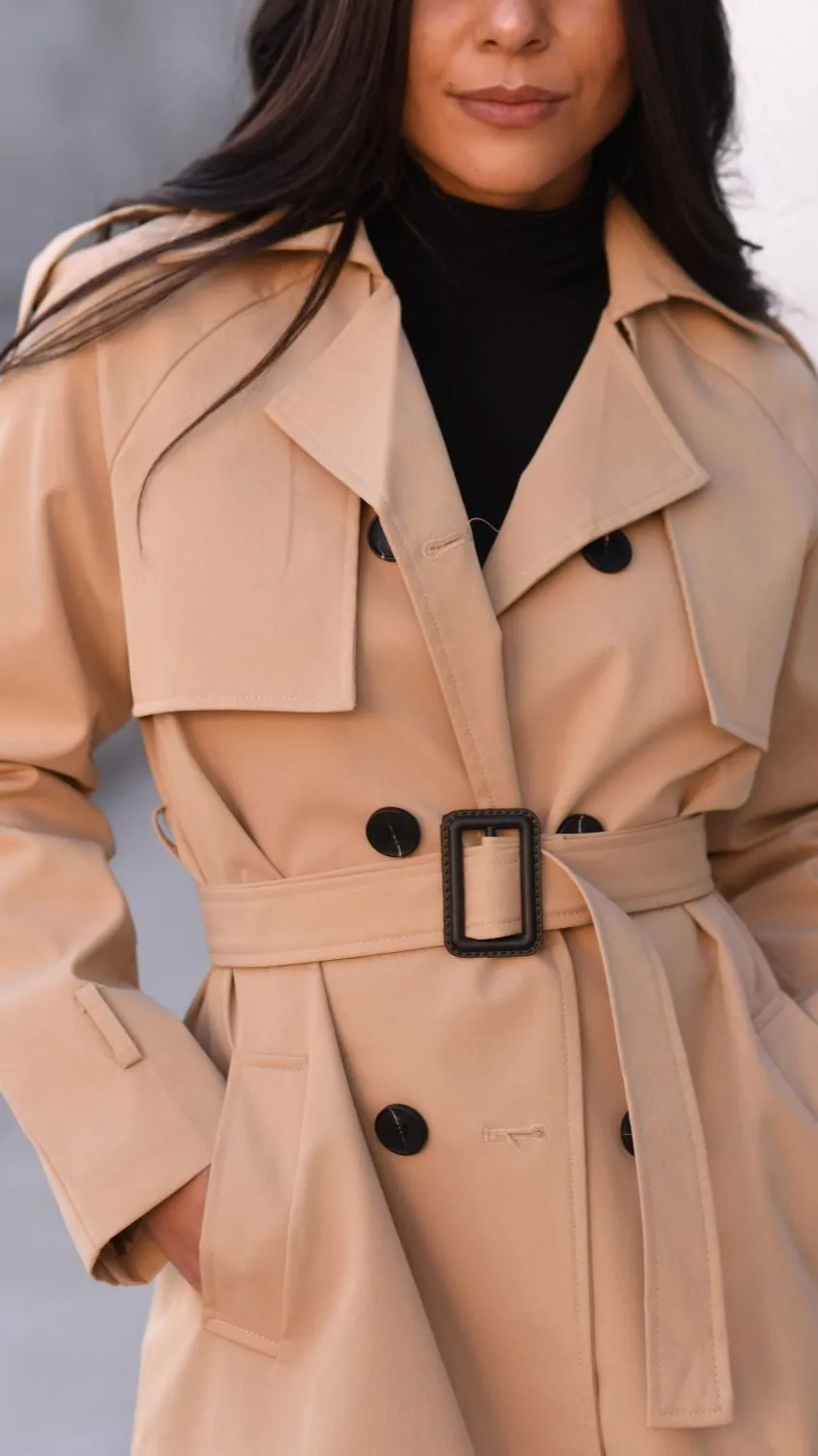 Classic Luxury Trench Coat - Khaki