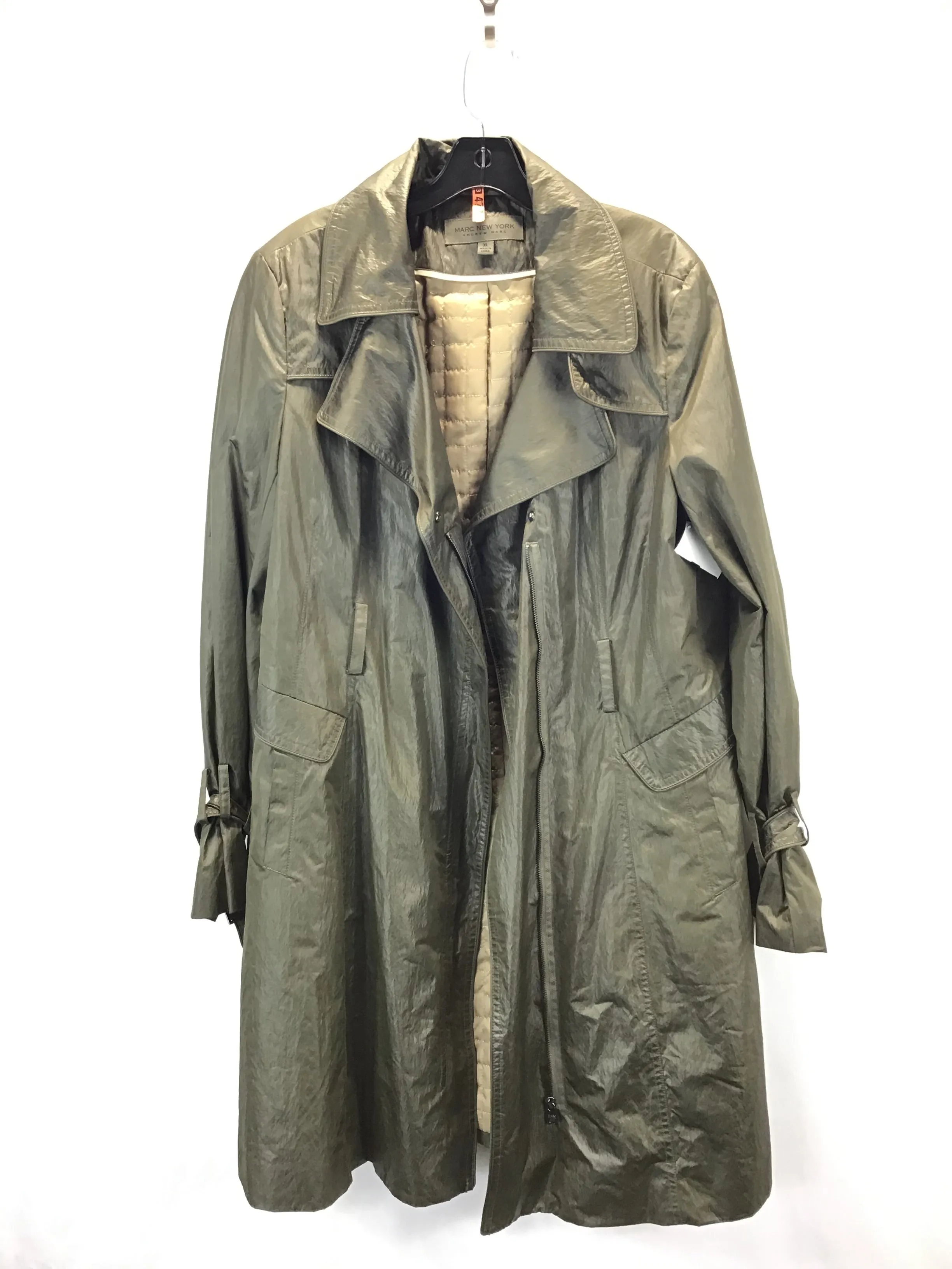 Coat Trench Coat By Andrew Marc In Green, Size: Xl