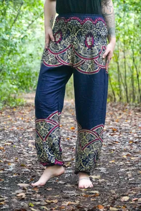 Dark Blue Luna Flower Harem Pants