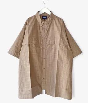 DESCENDANT/SCALE PLAID FISHING SS SHIRT (BEIGE)