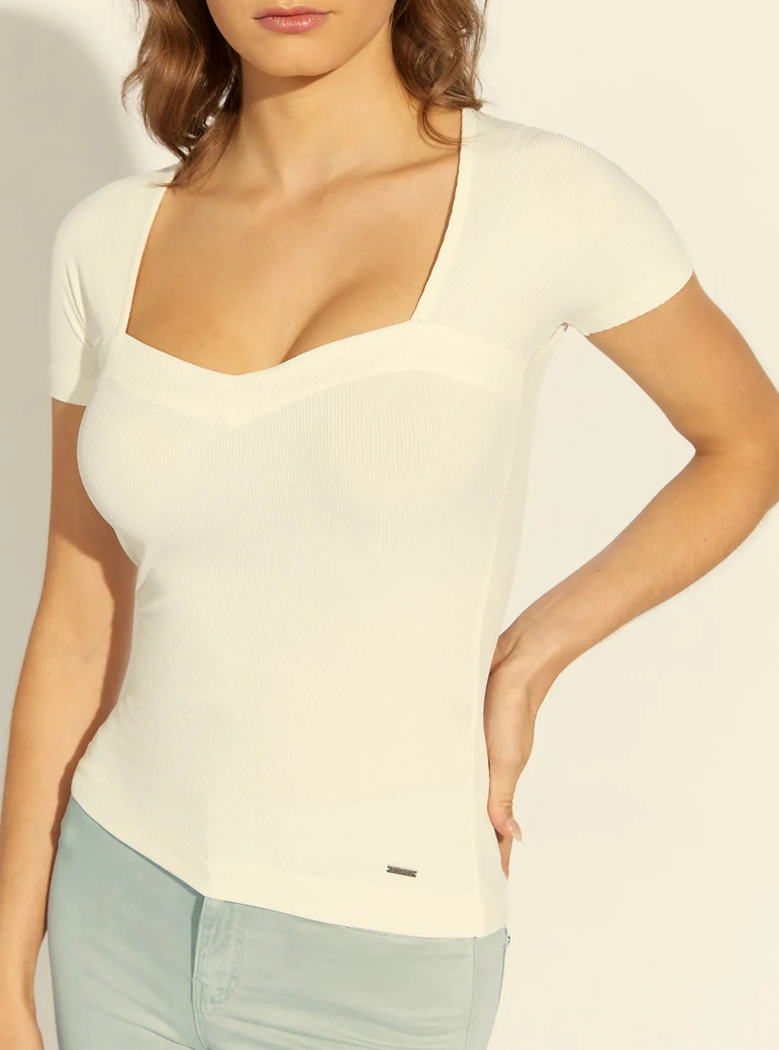 Eco Cream White Isabella Rib Knit Top