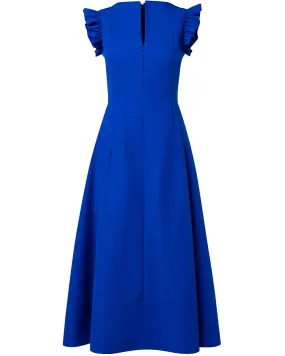 Electric Blue Techno Taffeta Midi Dress