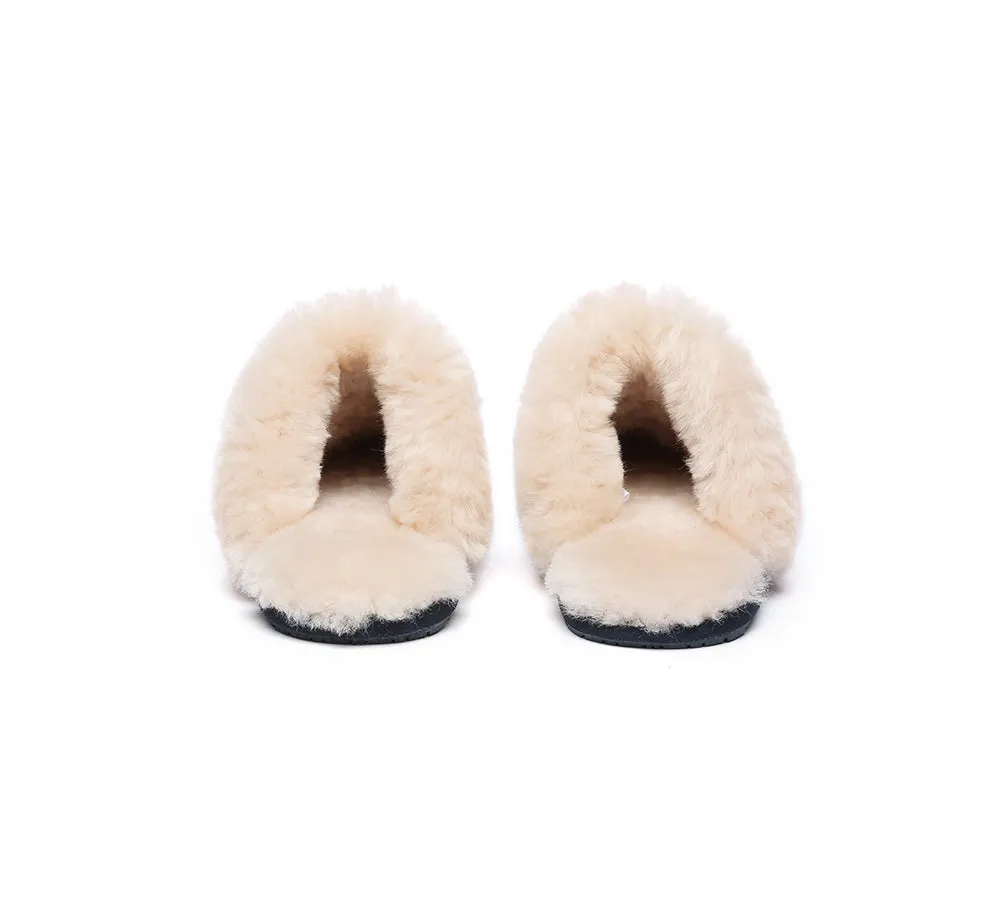 EVERAU® UGG Slippers Sheepskin Wool Suede Scuff Rosa