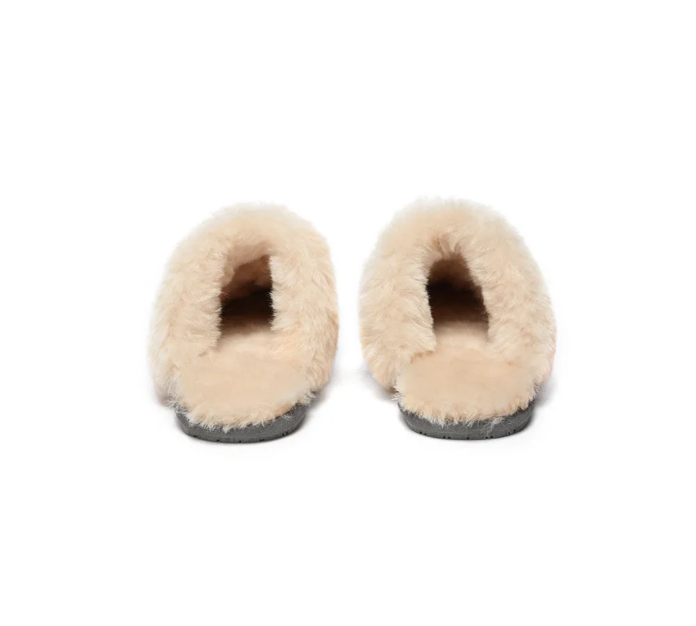 EVERAU® UGG Slippers Sheepskin Wool Suede Scuff Rosa