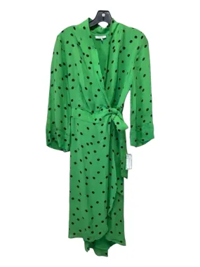 Ganni Size 38 Green & Black Print Viscose Polka Dots Wrap dress Dress