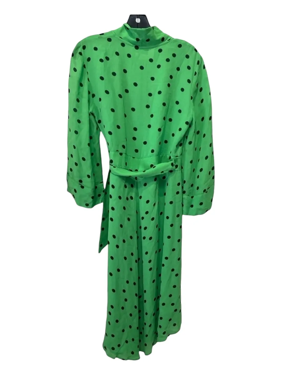 Ganni Size 38 Green & Black Print Viscose Polka Dots Wrap dress Dress