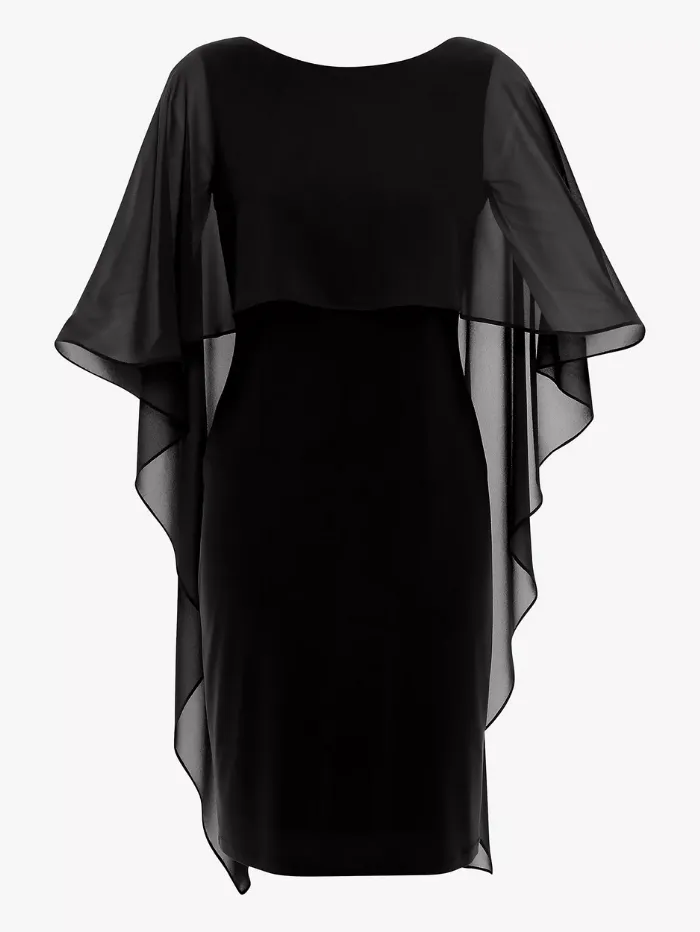 Gina Bacconi Kaisa Dress With Chiffon Cape Black STT2529