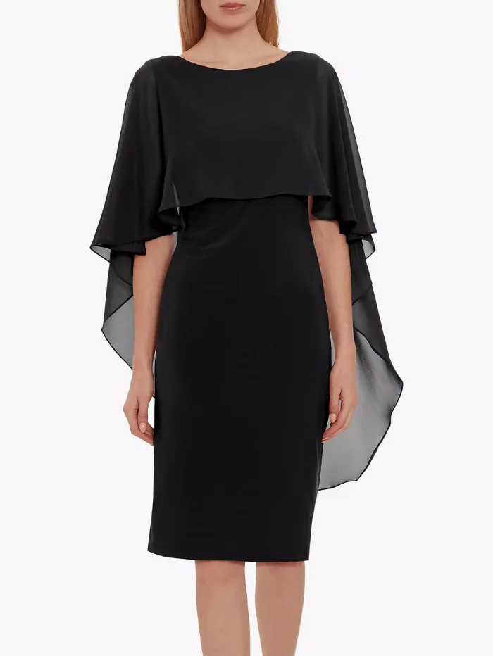 Gina Bacconi Kaisa Dress With Chiffon Cape Black STT2529