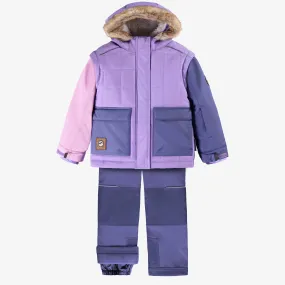 Habit de neige deux pièces mauve et rose, enfant || Two-piece purple and pink snowsuit, child