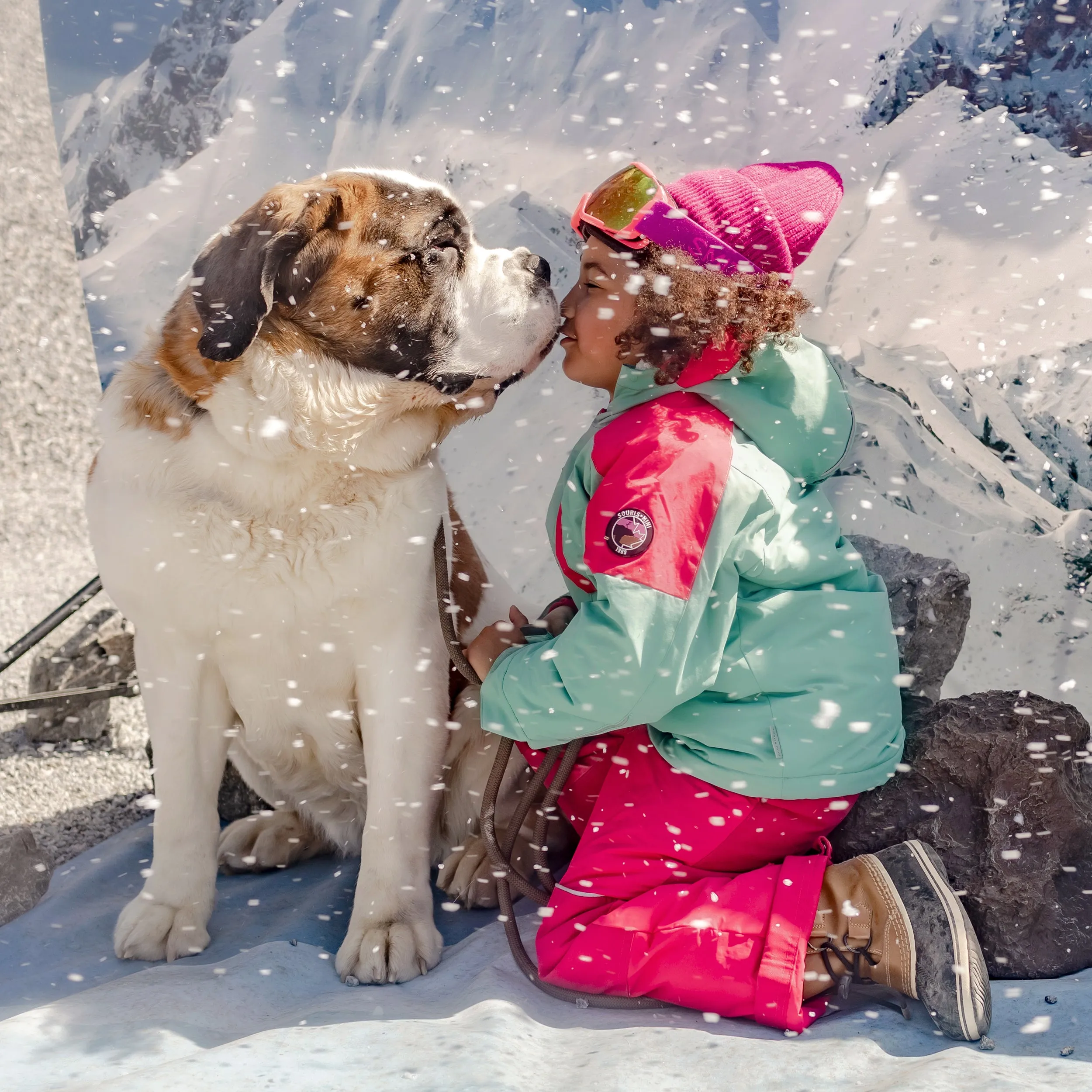 Habit de neige deux pièces turquoise et fuchsia, enfant || Two-piece turquoise ans fuchsia snowsuit, child