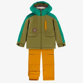 Habit de neige deux pièces vert, jaune et turquoise, enfant || Two-piece yellow, green and turquoise snowsuit, child