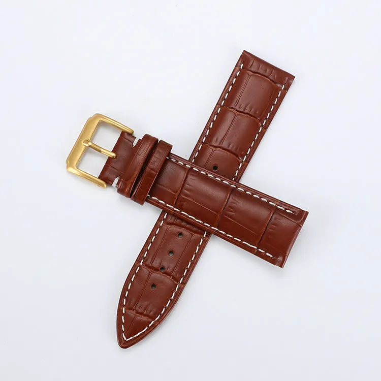 Head Layer Leather Bamboo Knot Pattern Watch Strap Accessories