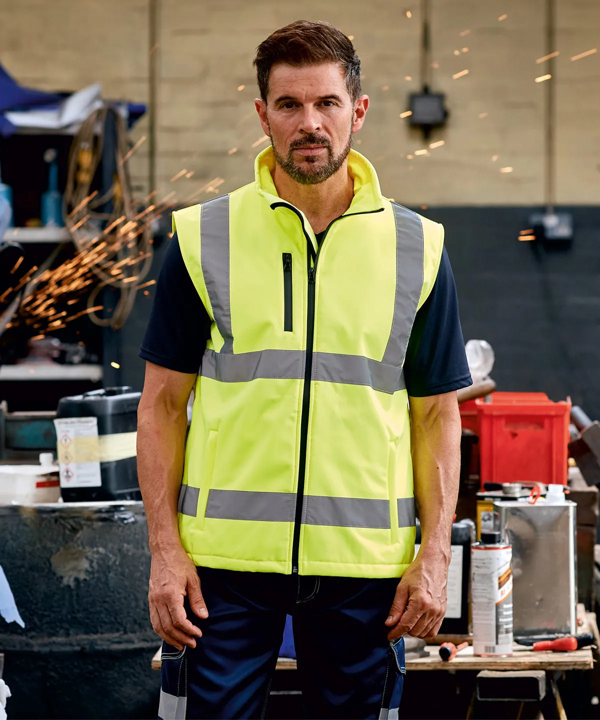 Hi-vis softshell gilet (HV006) | Yellow/Navy