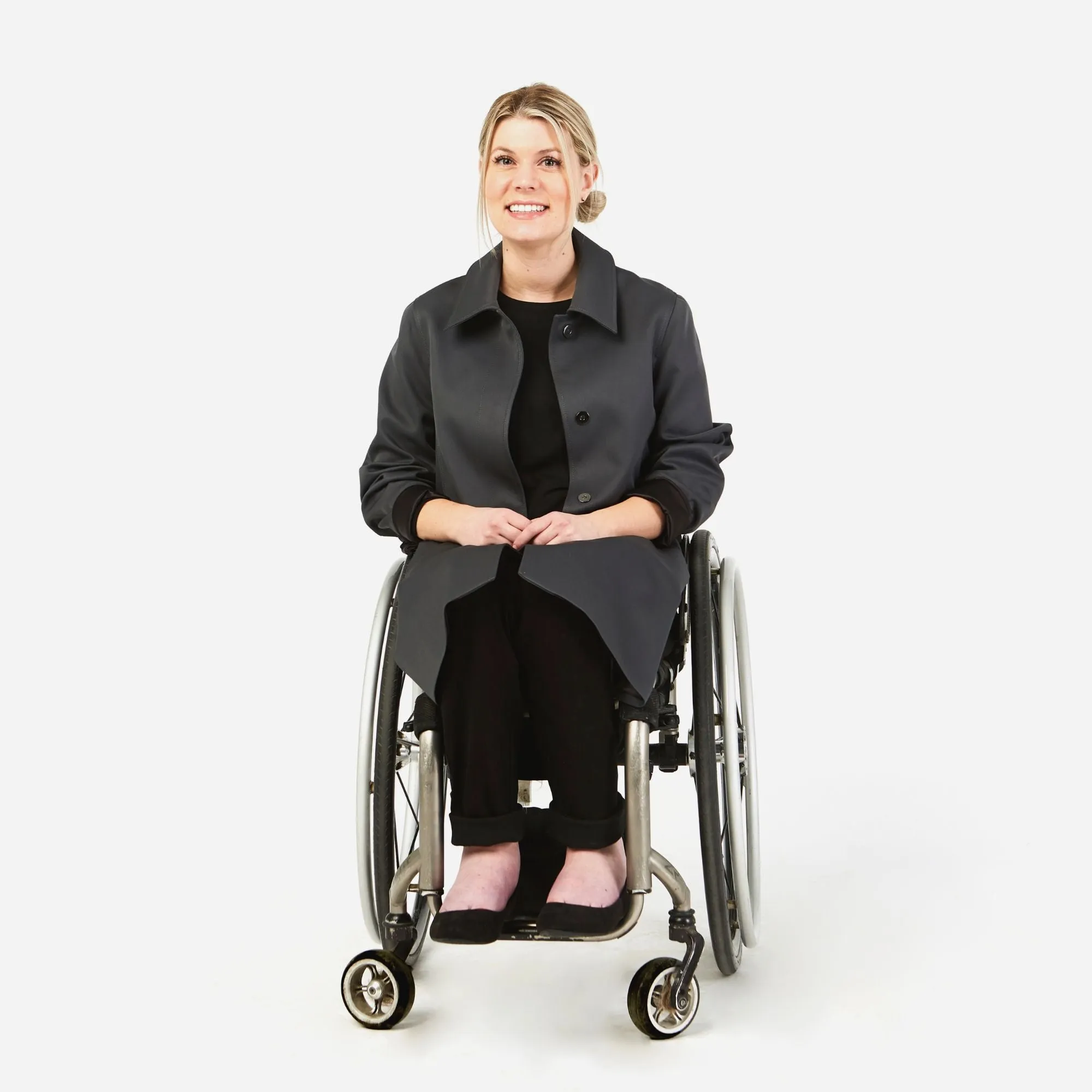 Junction Trenchcoat in a Wheelchair Cut with Magnetic Closures