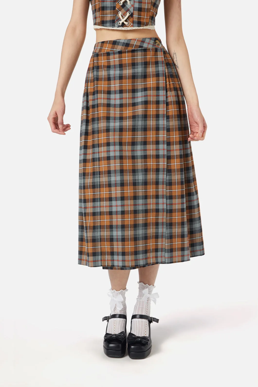 Kit Tartan Pleated Midi