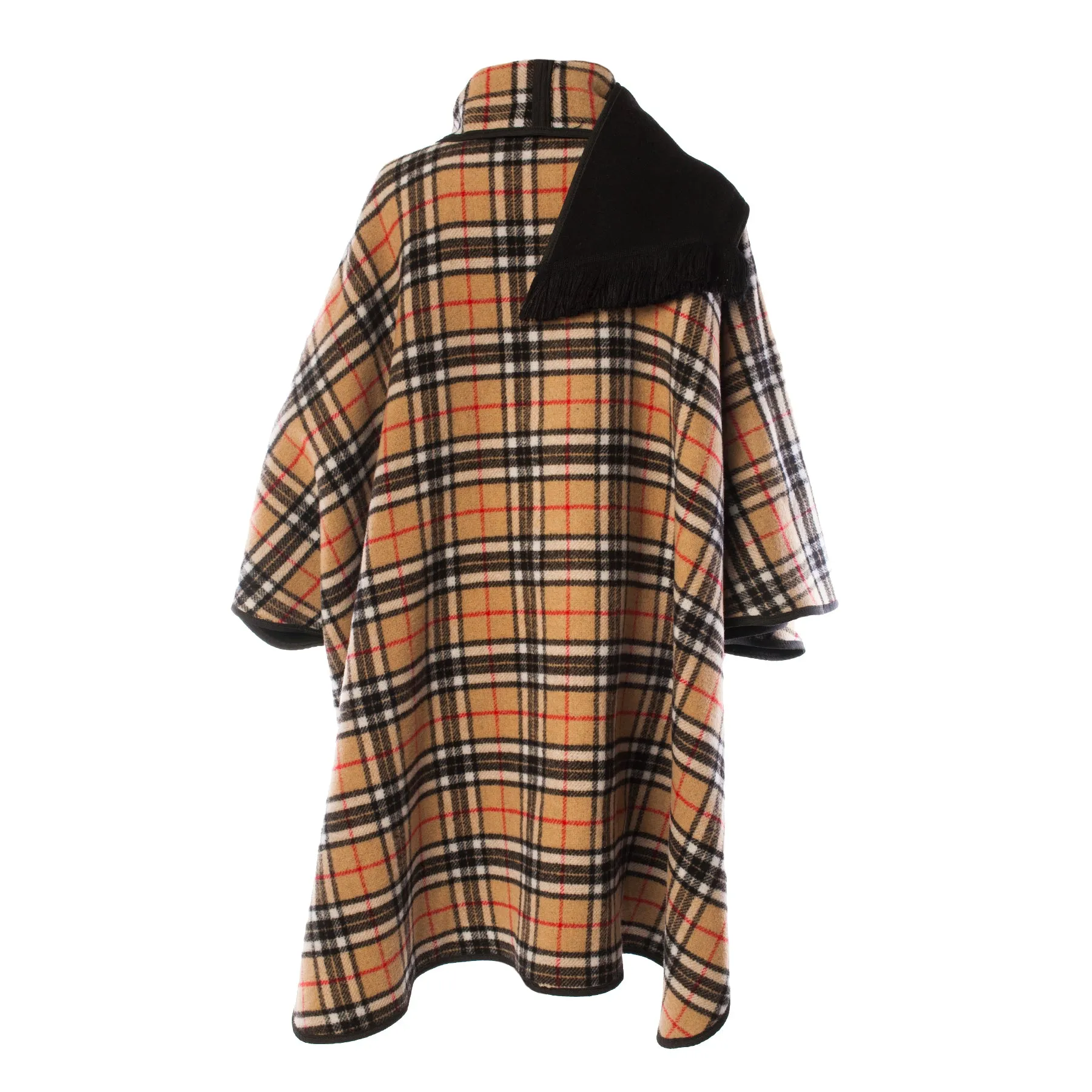 Ladies Wool Blend Reversible Cape Black