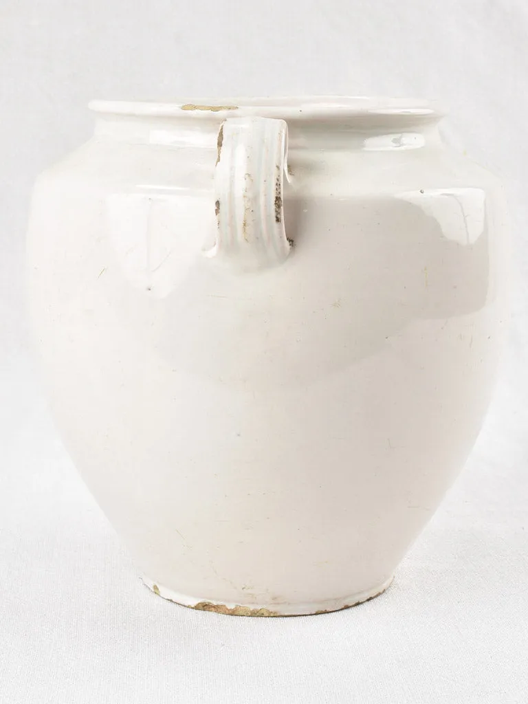 Large antique French preserving pot - white 9¾"