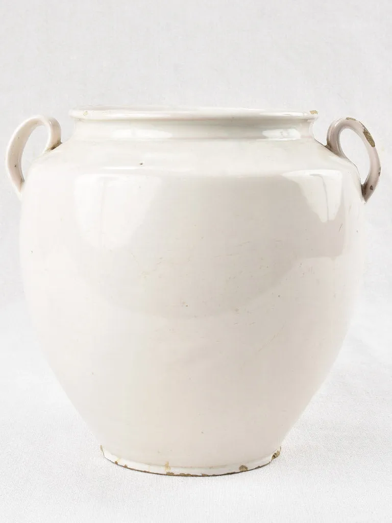 Large antique French preserving pot - white 9¾"