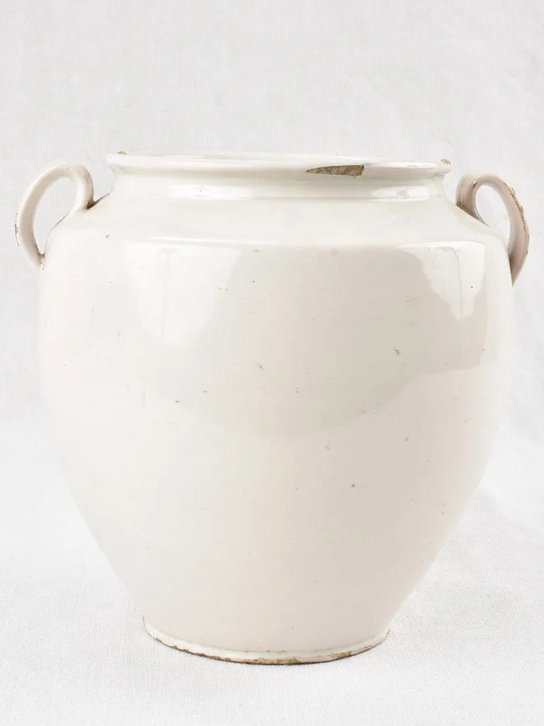 Large antique French preserving pot - white 9¾"