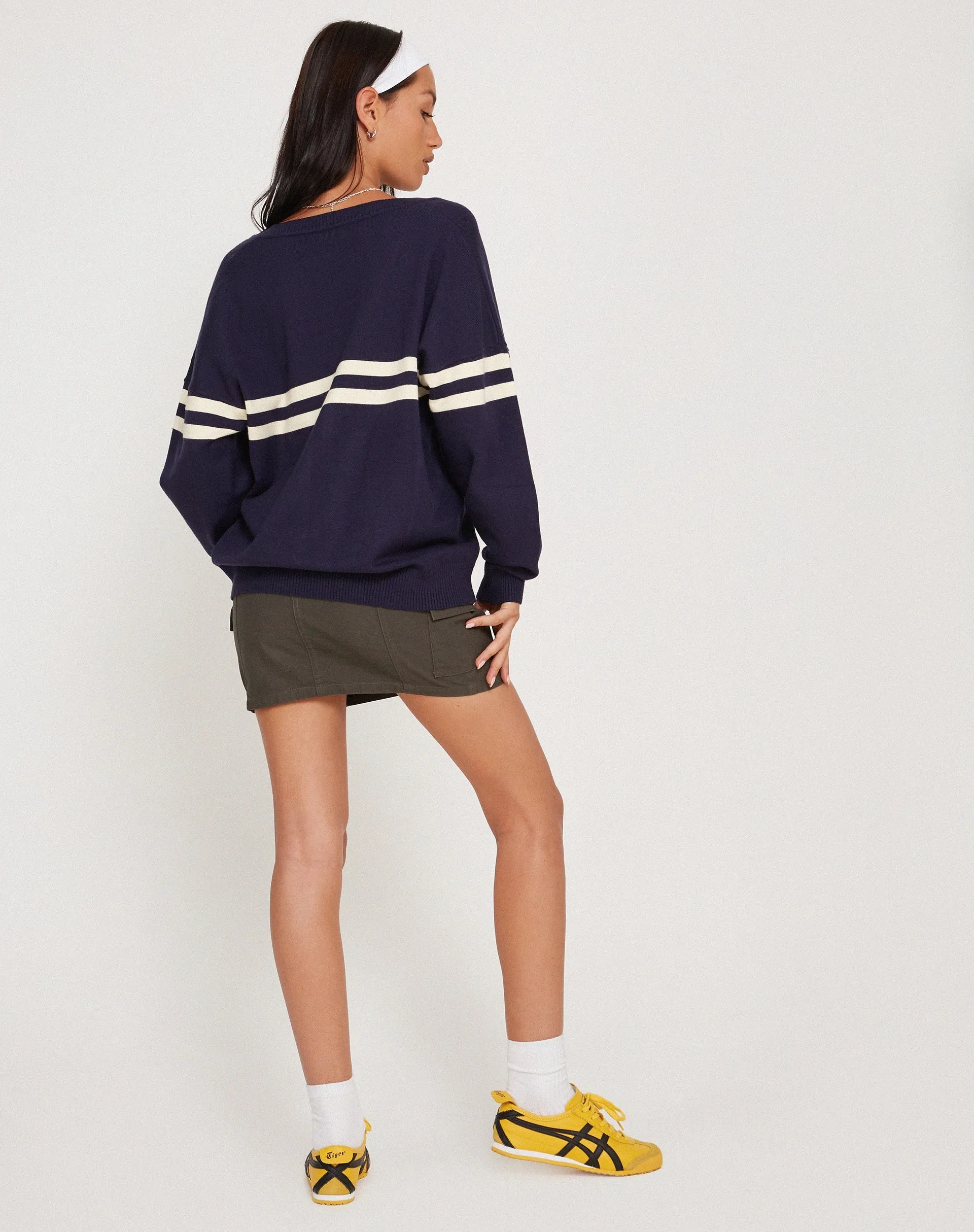 Louna Jumper in Peacoat Blue with White Stripe