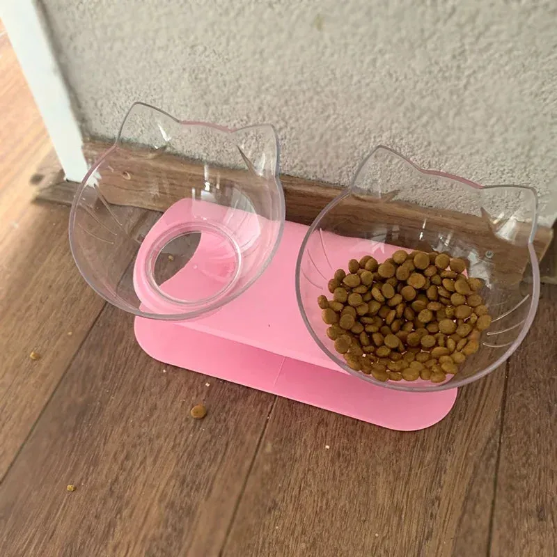 Non-Slip Double Cat and Dog Bowl with Stand – Pet Feeding and Water Bowls for Cats and Dogs