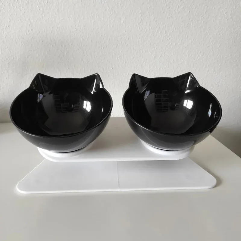 Non-Slip Double Cat and Dog Bowl with Stand – Pet Feeding and Water Bowls for Cats and Dogs