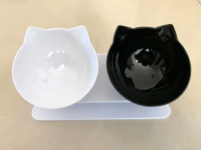 Non-Slip Double Cat and Dog Bowl with Stand – Pet Feeding and Water Bowls for Cats and Dogs