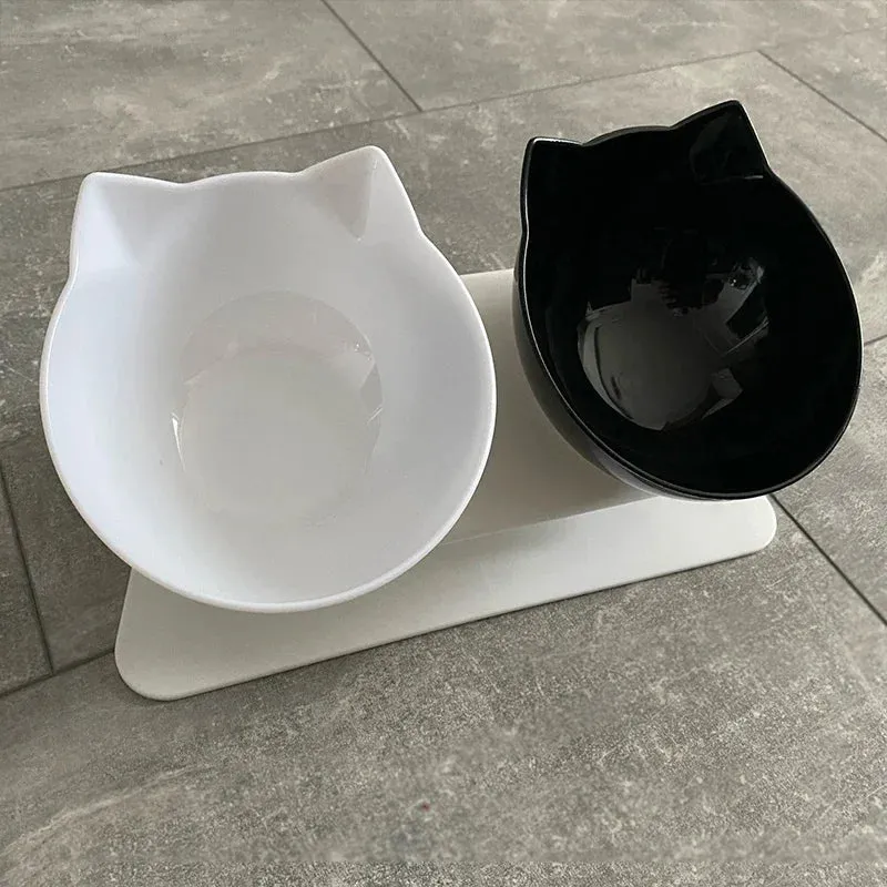 Non-Slip Double Cat and Dog Bowl with Stand – Pet Feeding and Water Bowls for Cats and Dogs