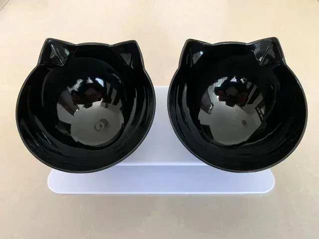 Non-Slip Double Cat and Dog Bowl with Stand – Pet Feeding and Water Bowls for Cats and Dogs