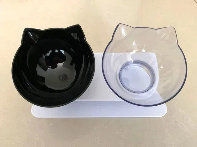 Non-Slip Double Cat and Dog Bowl with Stand – Pet Feeding and Water Bowls for Cats and Dogs