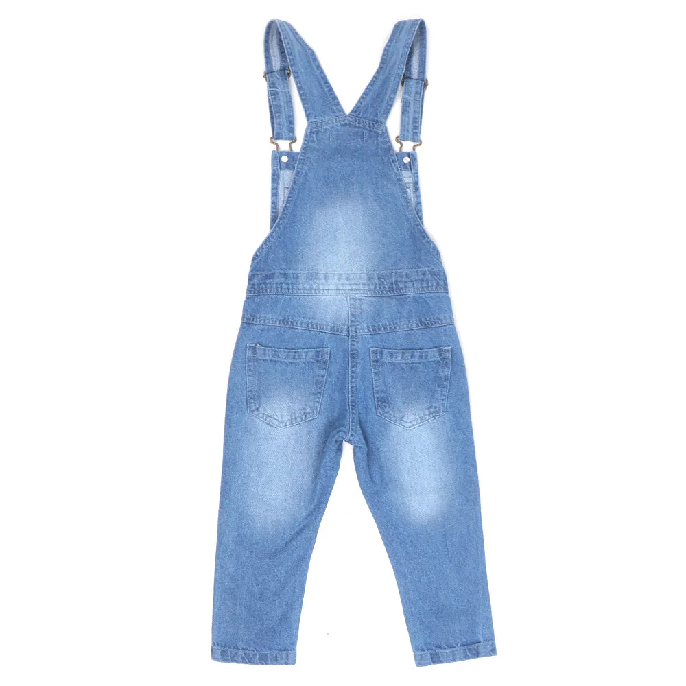 Overall Denim Dangri For Girls - Ice Blue