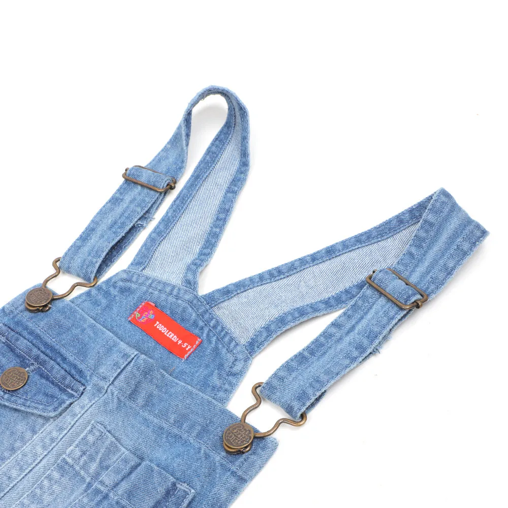 Overall Denim Dangri For Girls - Ice Blue