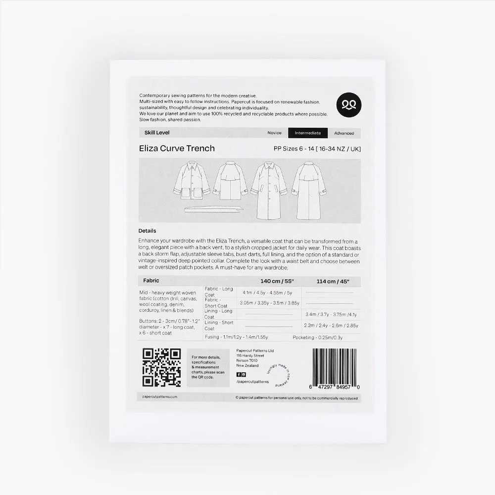 Papercut Patterns - Eliza Trench Curve