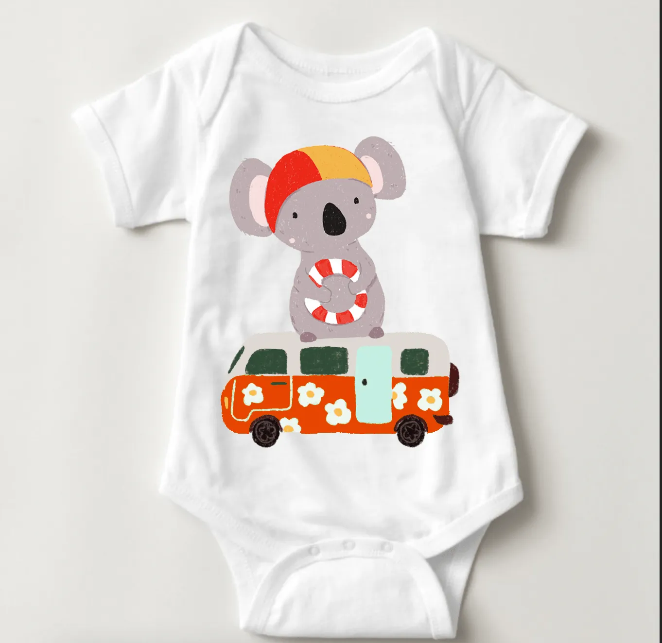 Personalised Onesie Romper - Koala On Kombi Van by Suki McMaster