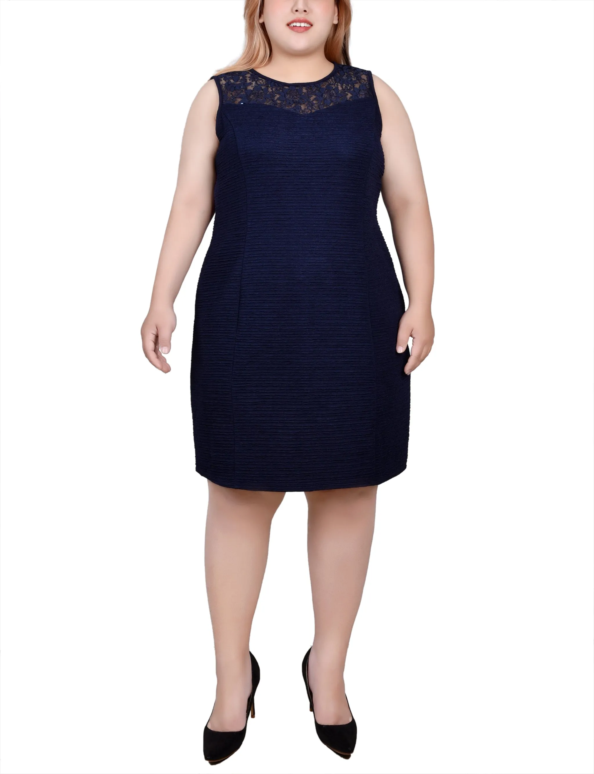 Plus Size Two Piece Novelty Knit and Lace Dress Set